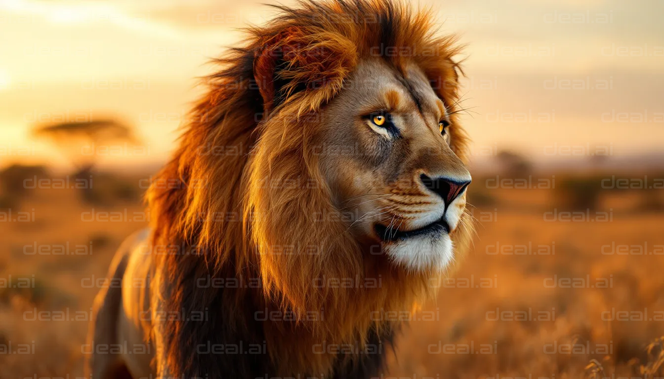 Majestic Lion at Sunset