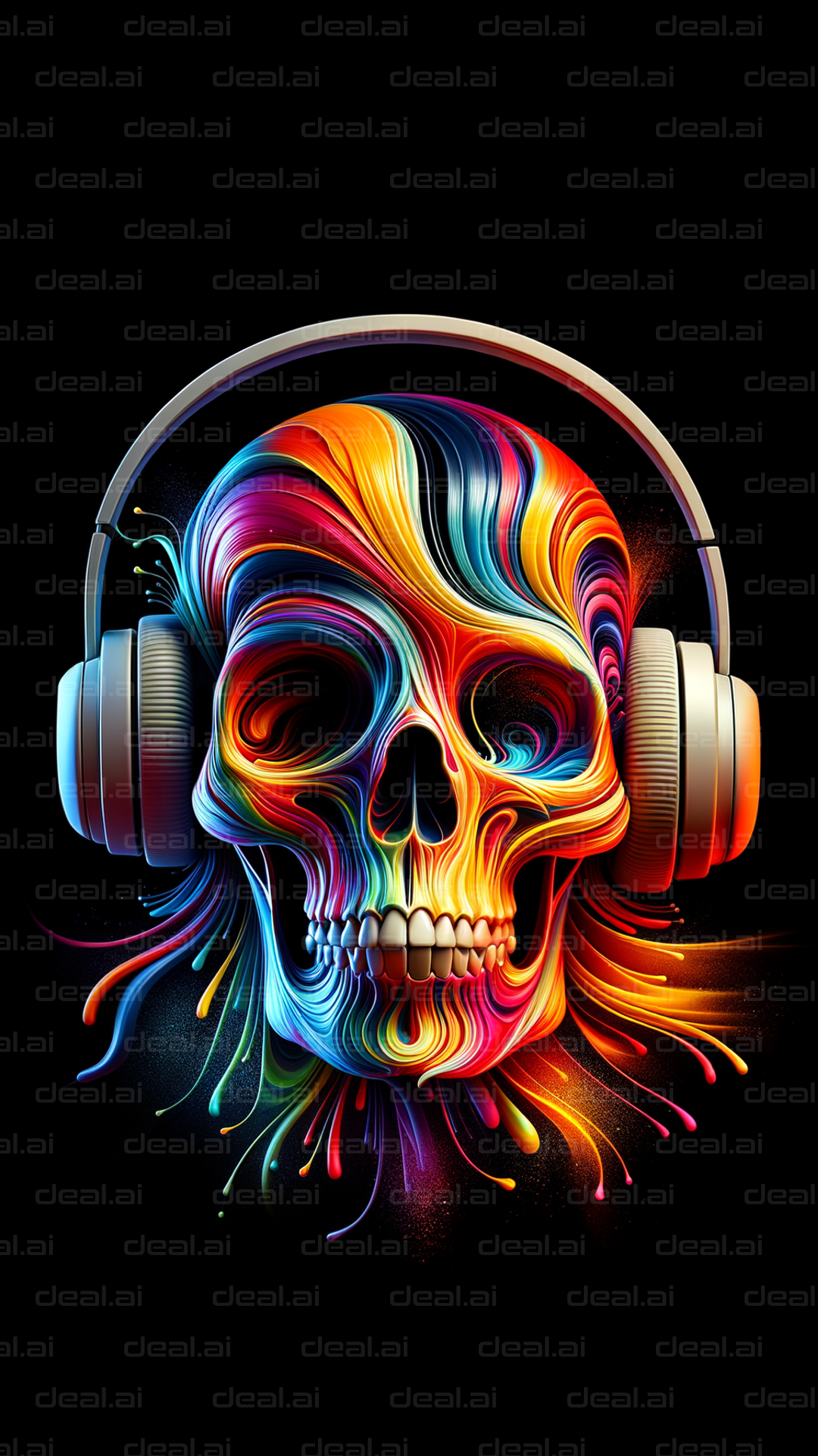 "Vibrant Skull with Headphones"