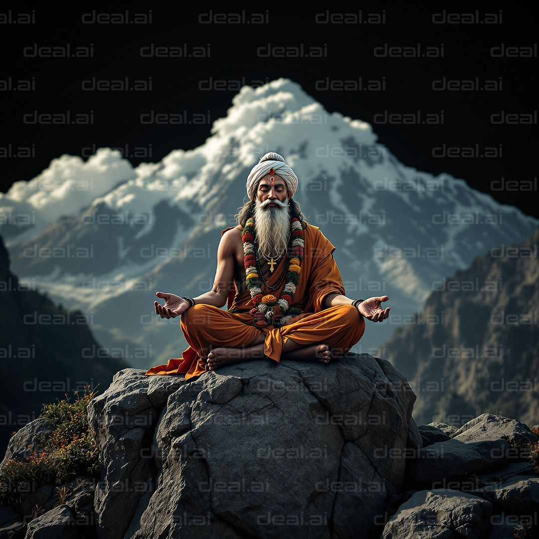 Meditating Sage in the Himalayas