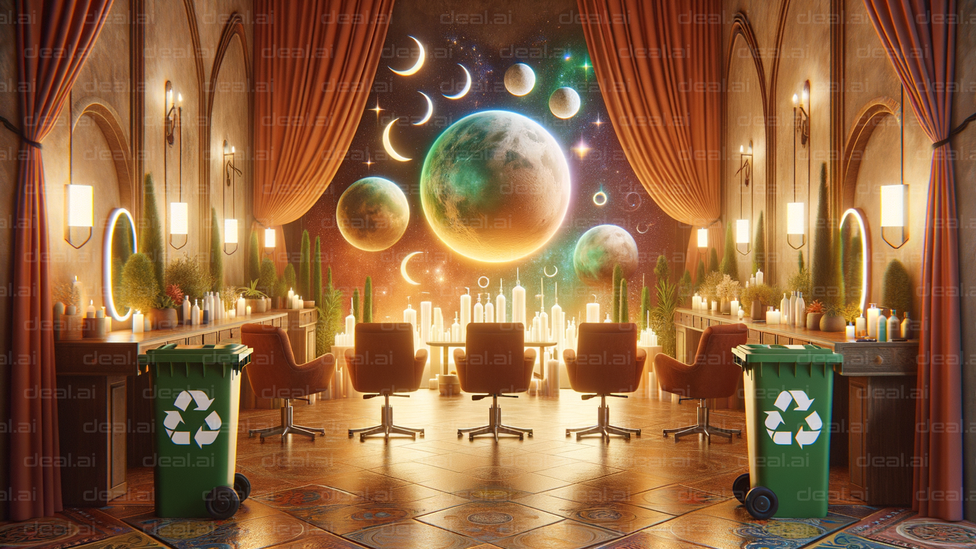 "Space-Themed Eco-Friendly Conference Room"