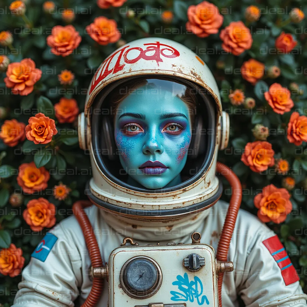 "Galactic Explorer Among Orange Blossoms"