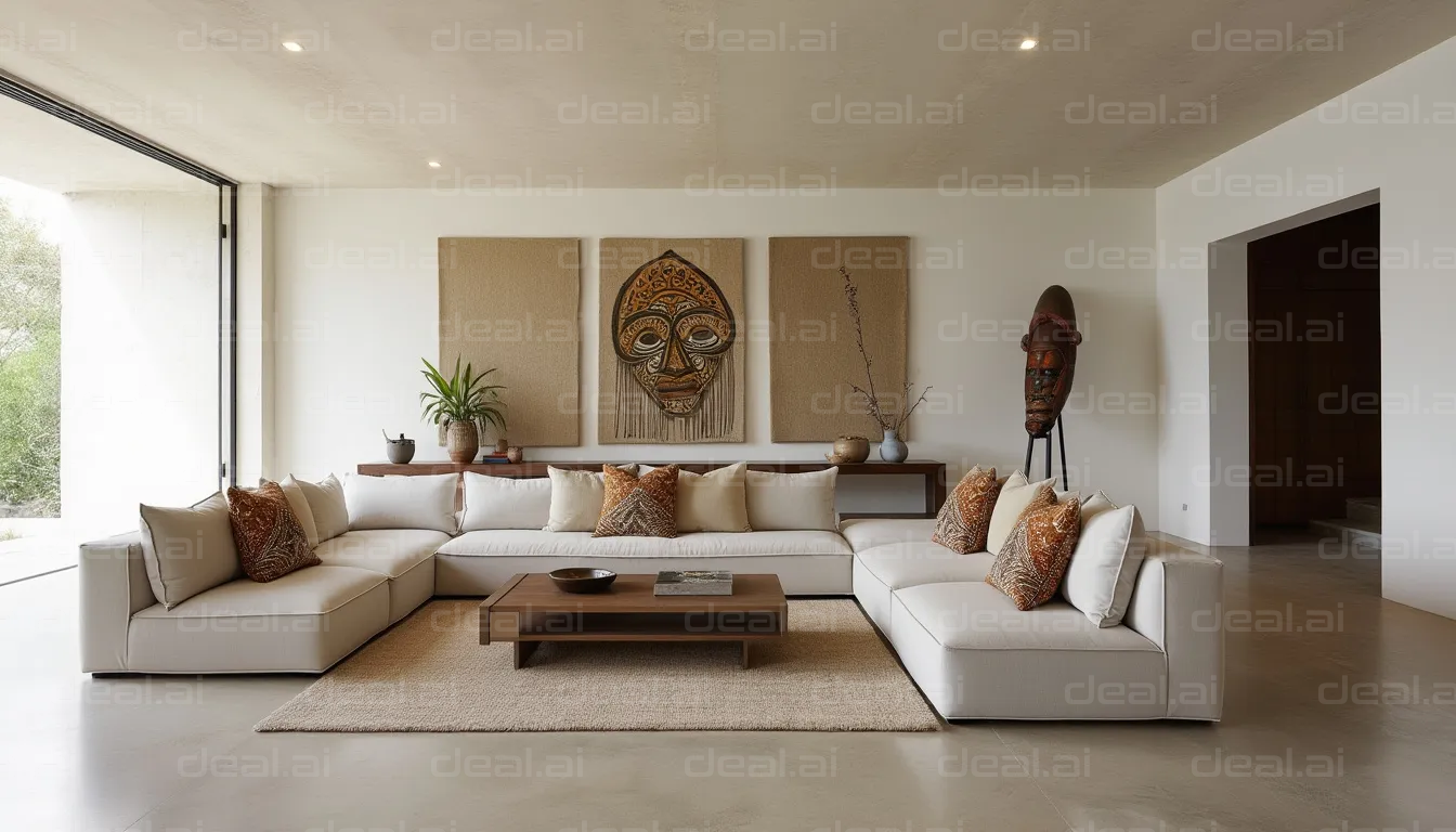 Modern Living Room with Tribal Decor