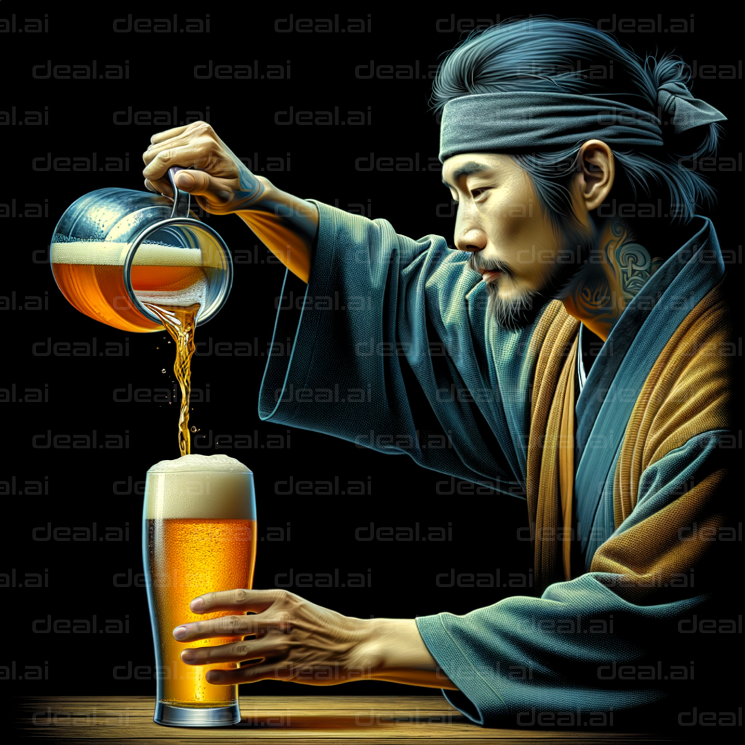 Samurai Pouring Beer