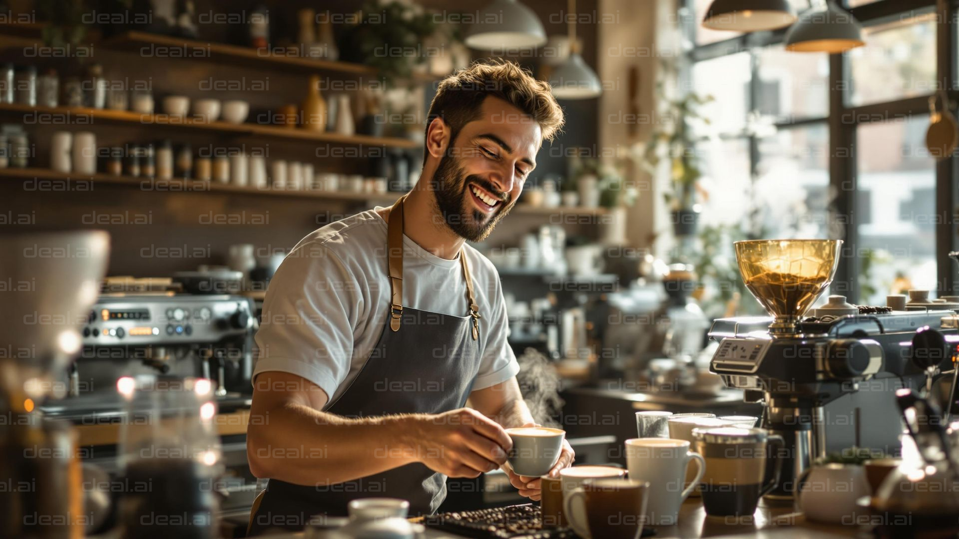 Barista's Joyful Moment