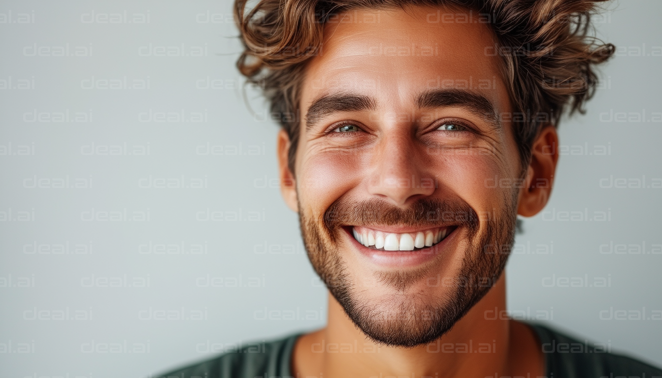 Man Smiling Brightly with Joyful Expression