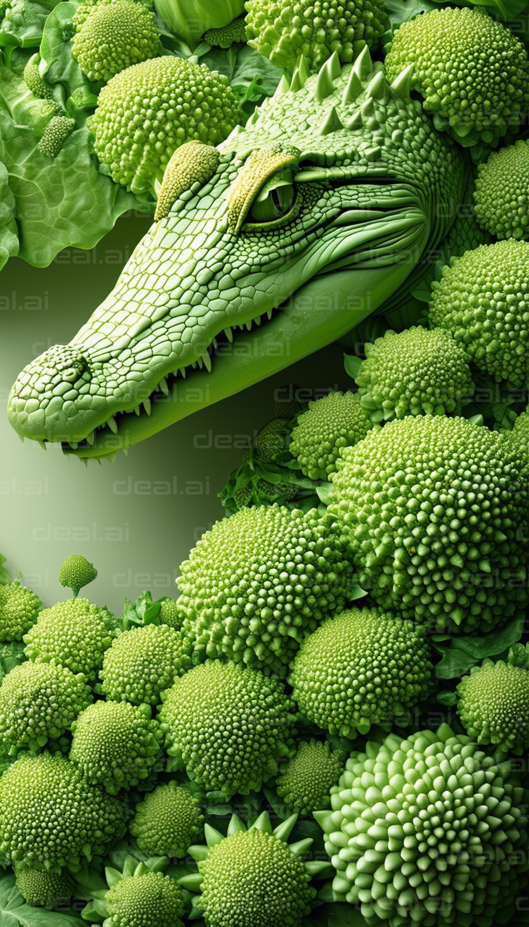 "Green Gator in Broccoli Jungle"