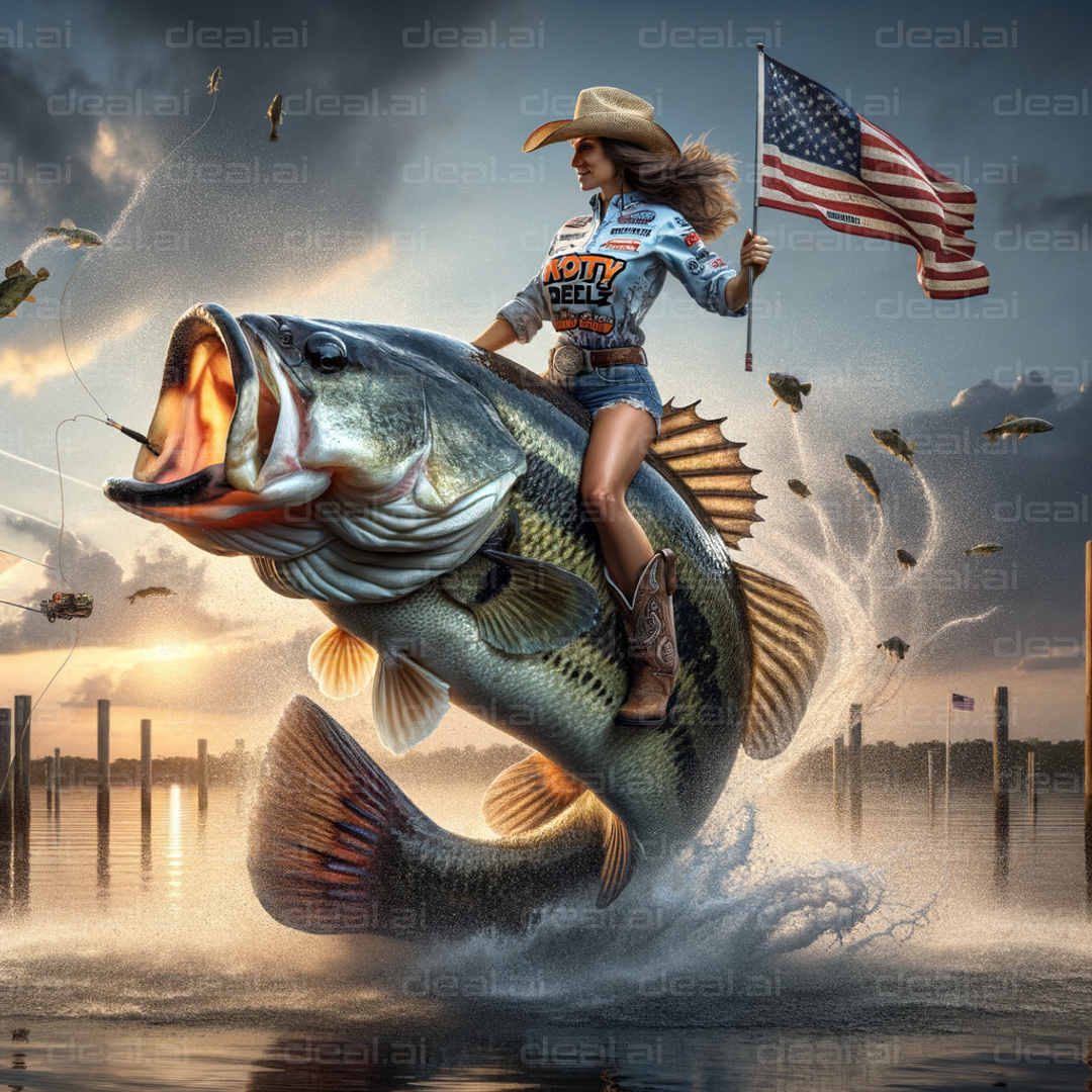 "Epic Fishing Adventure: Riding the Giant Bass"