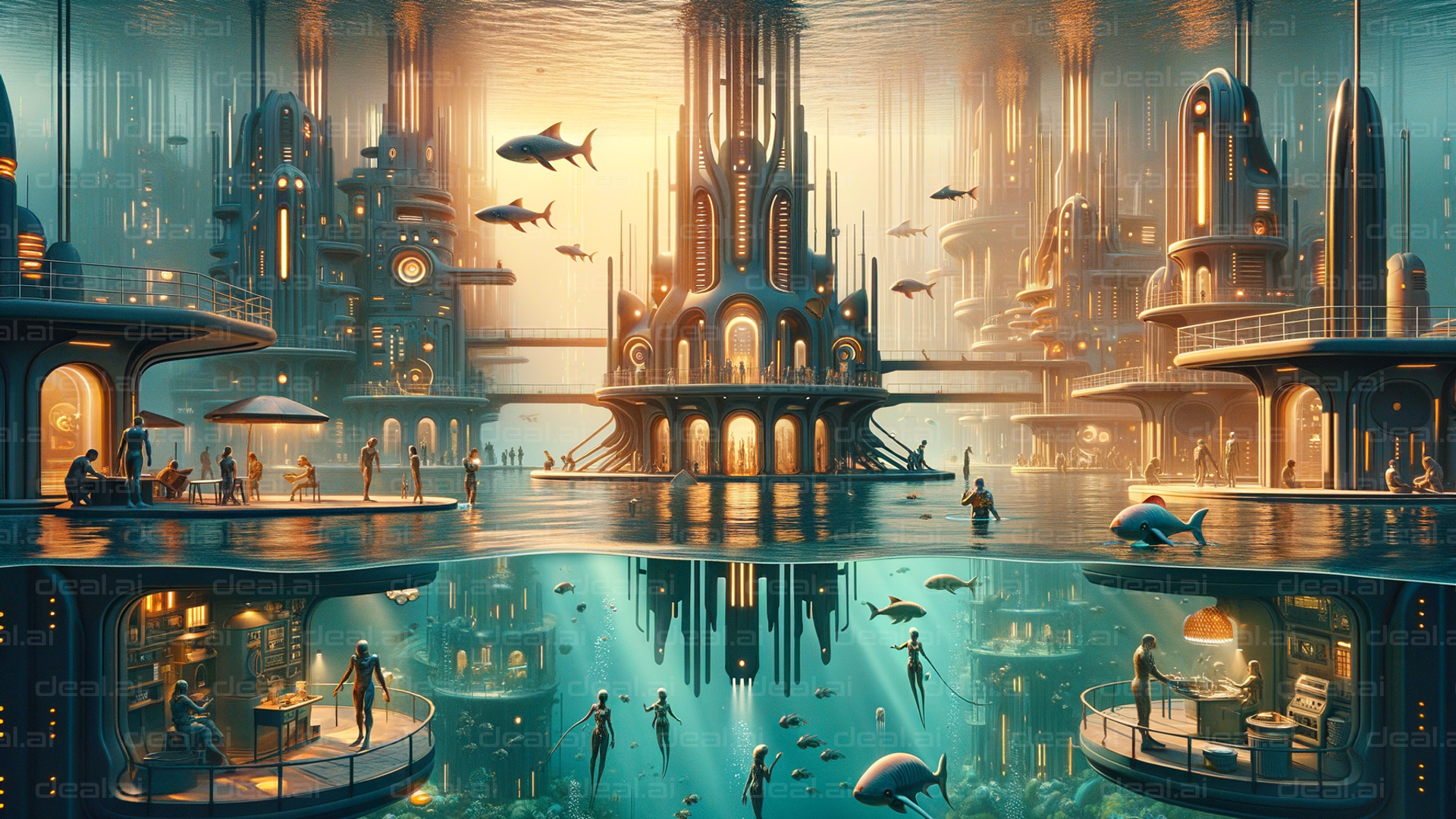 Futuristic Underwater Cityscape