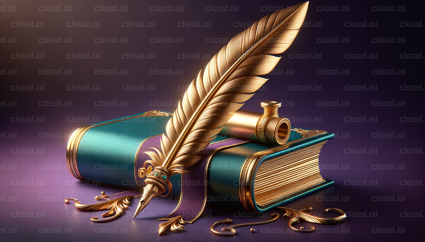 Elegant Quill and Book Still Life