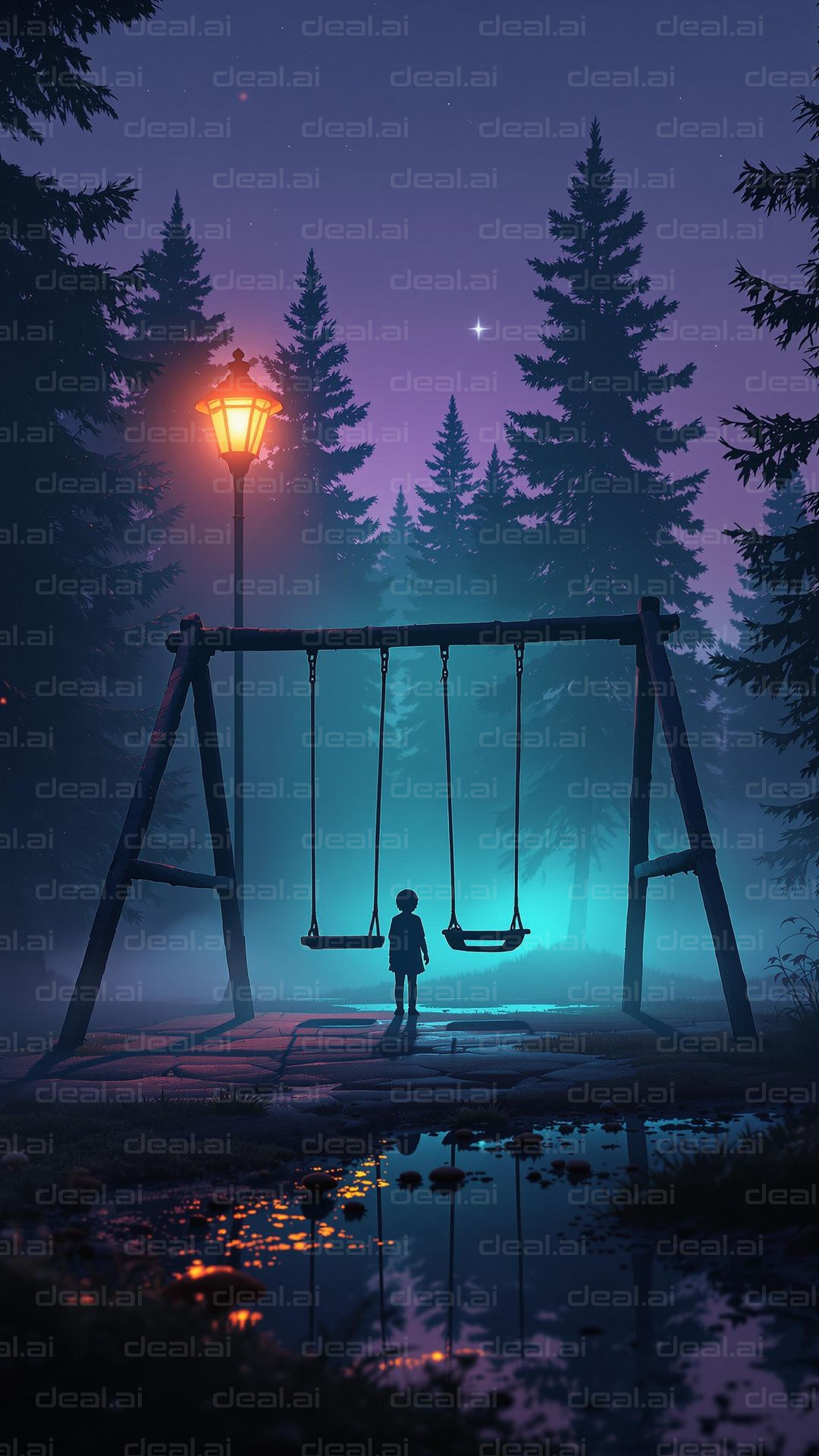 "Twilight Swing in the Forest"