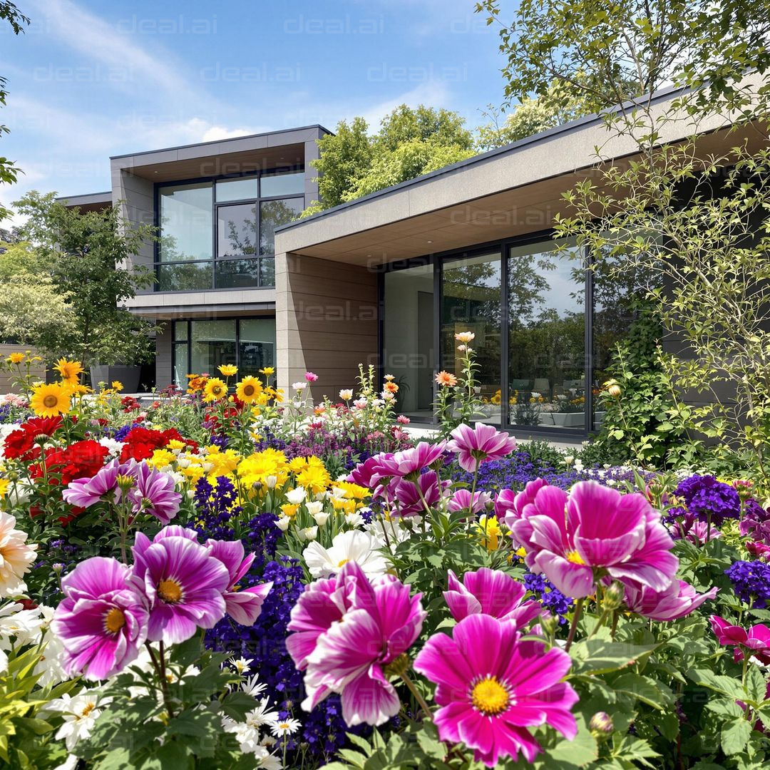 Modern Home with Vibrant Garden