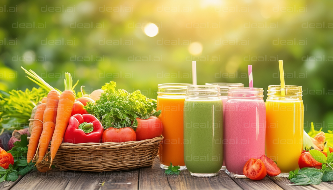 "Fresh Veggies and Colorful Smoothies"