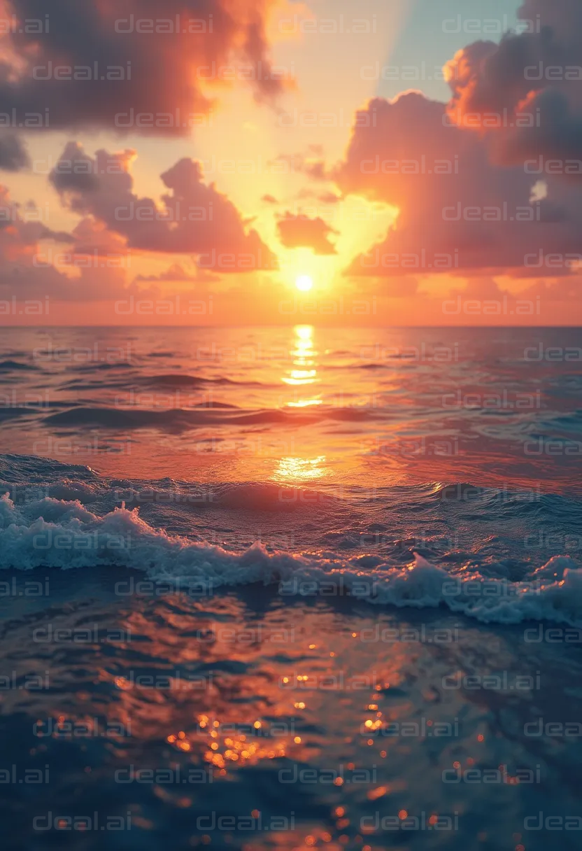 Sunset Over Serene Ocean Waves
