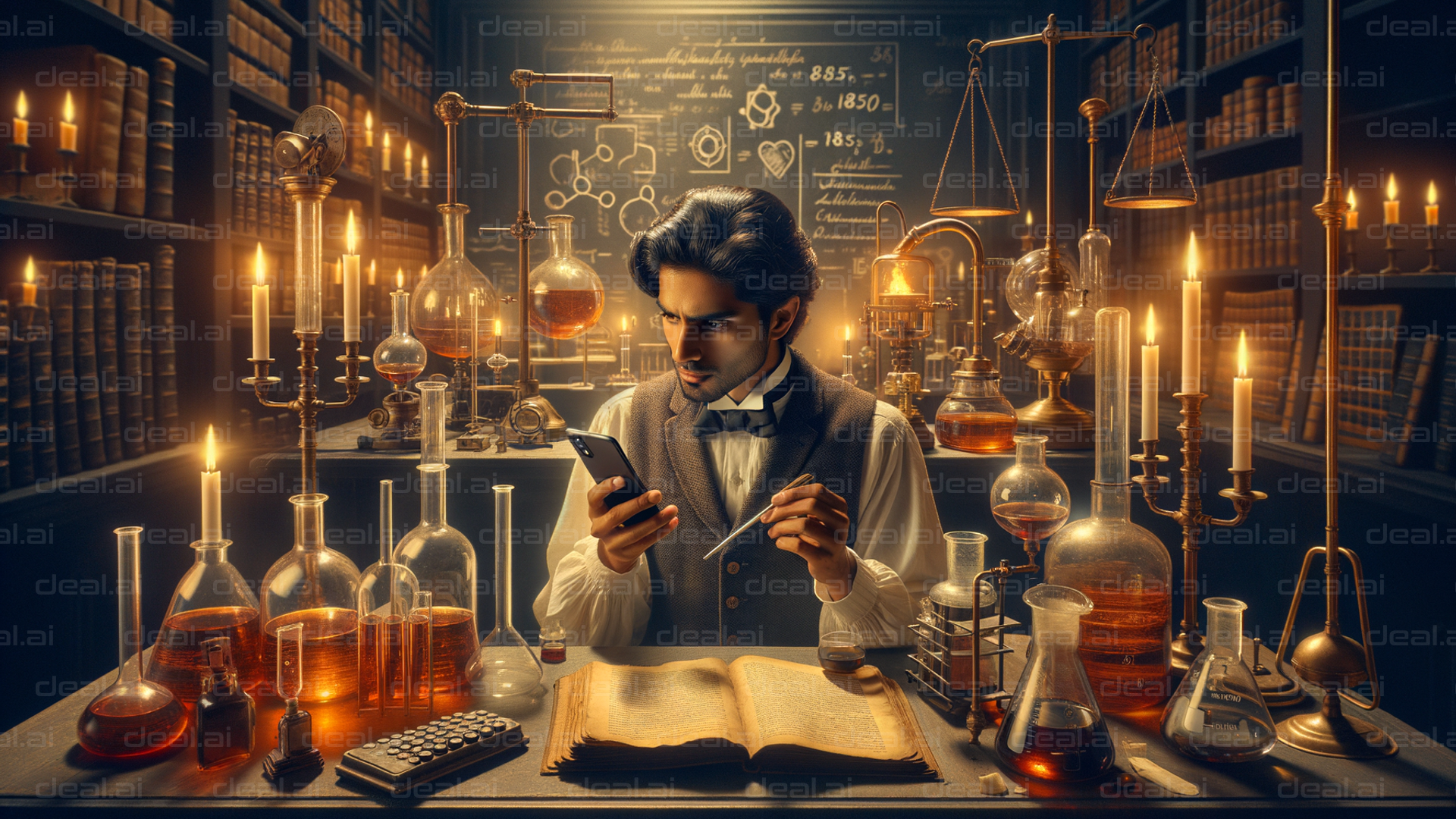 Modern Scientist in Vintage Lab