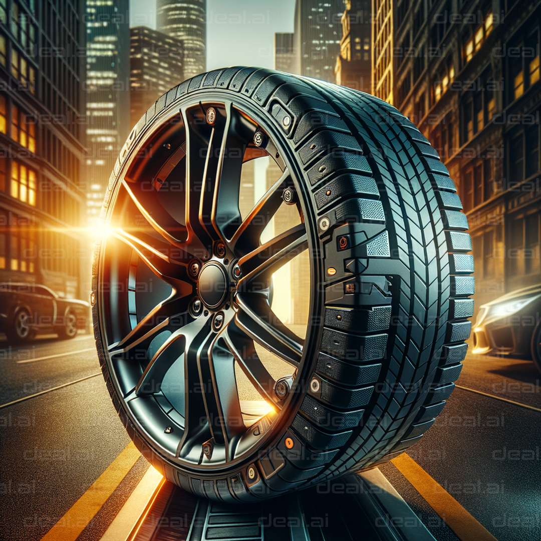 "High-Tech Tire in Urban Setting"