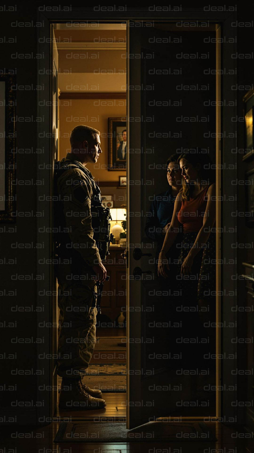Soldier at the Doorstep, Family Awaits