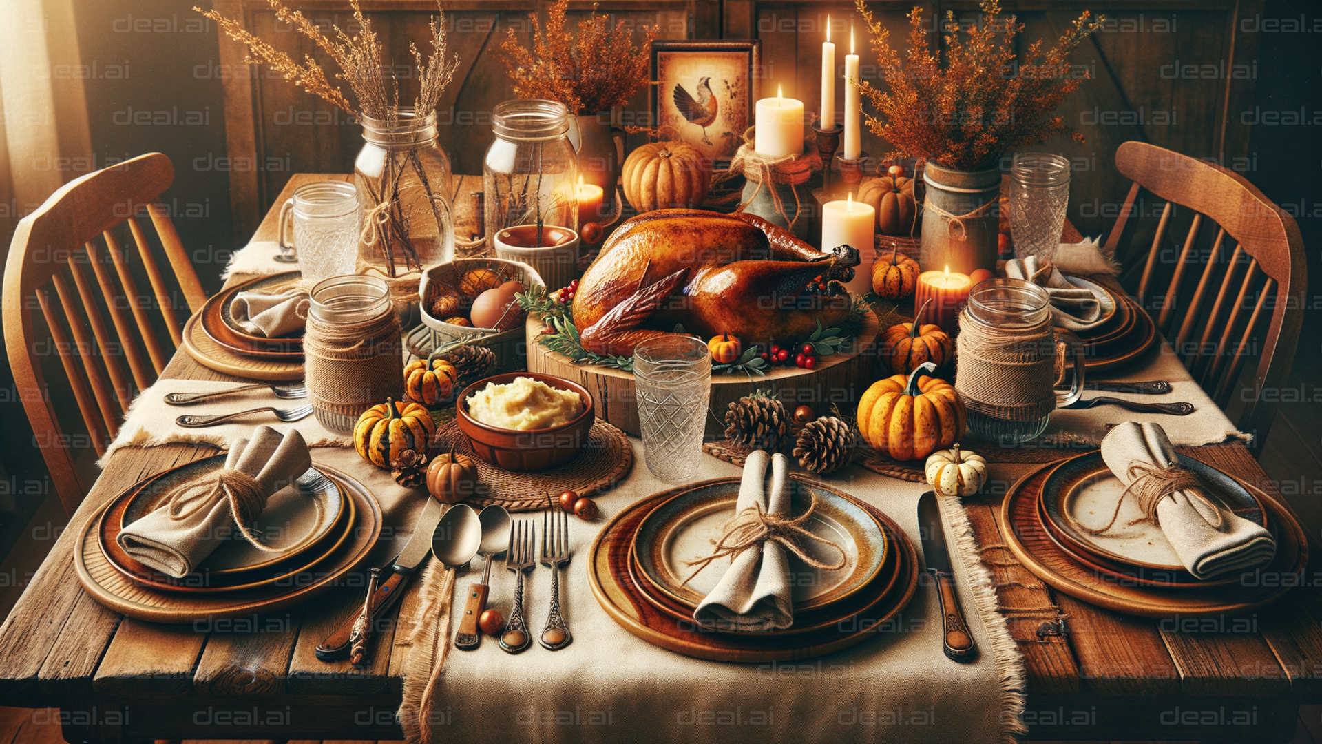 "Warm Thanksgiving Feast Setup"