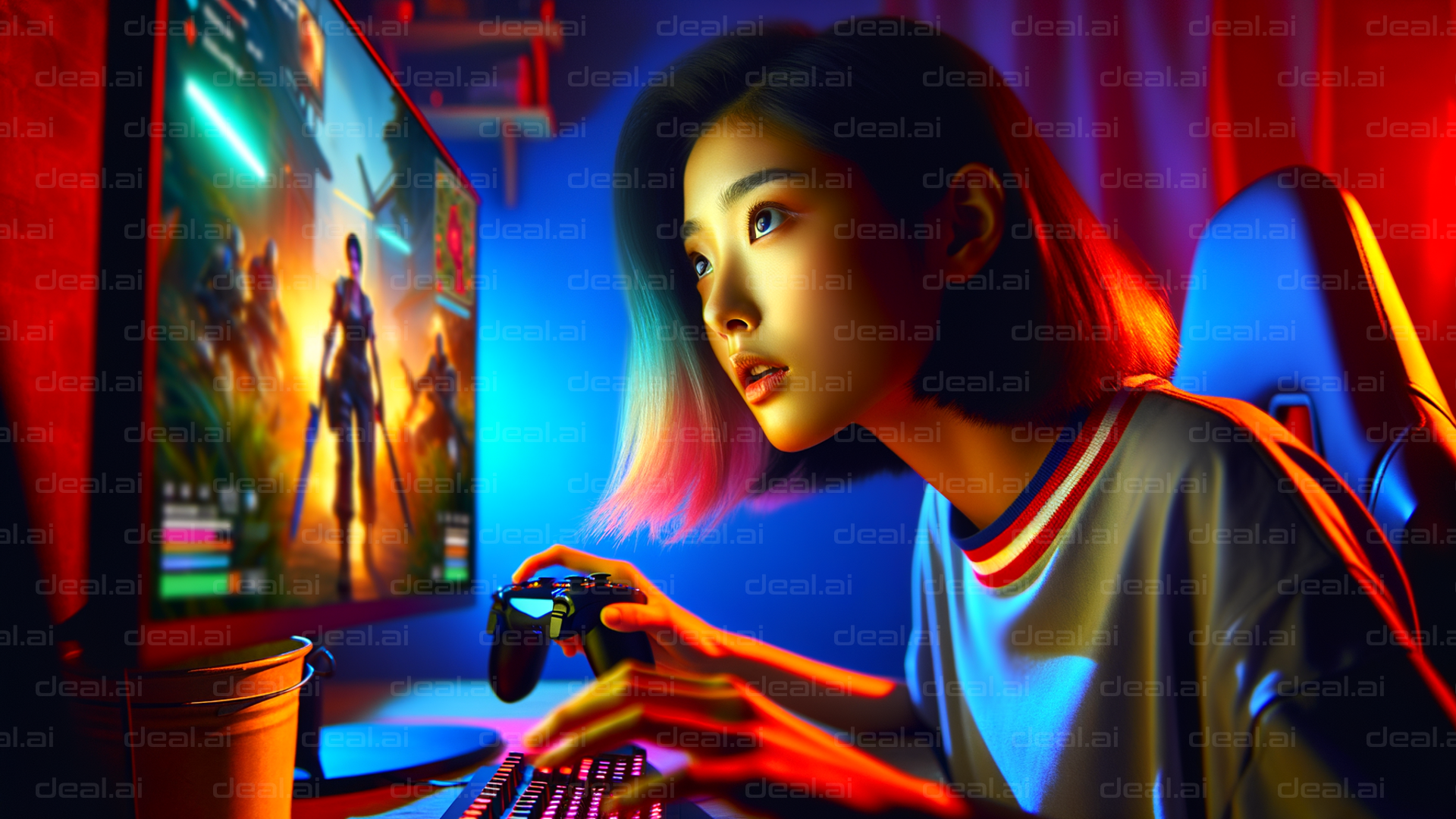 Intense Gaming Session at Night