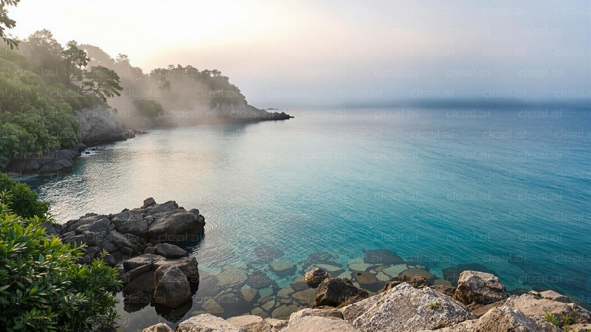 "Tranquil Coastal Sunrise Scene"