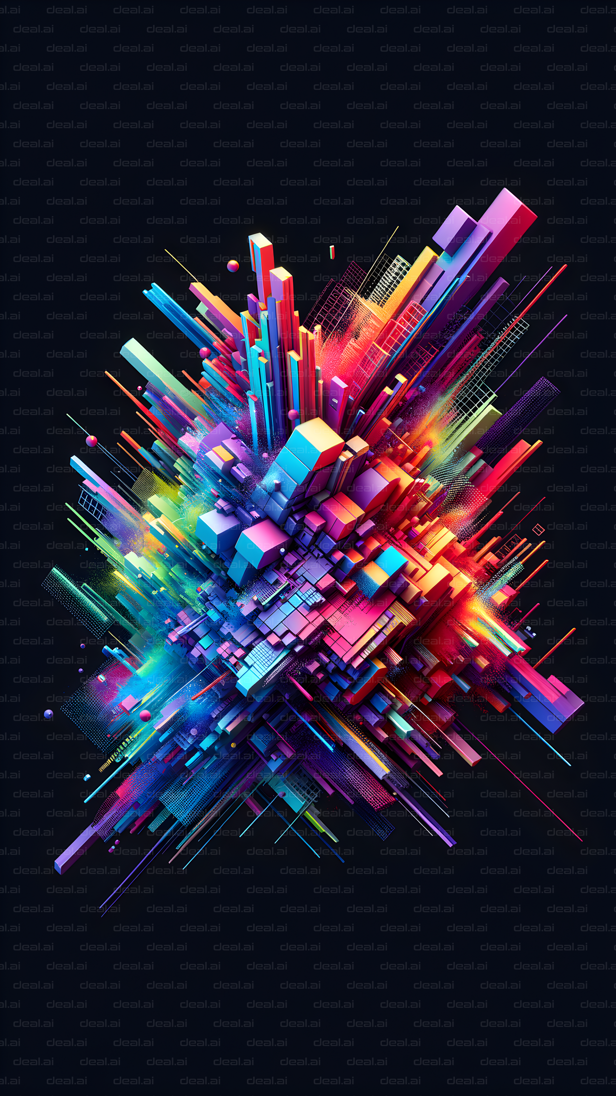 Vibrant Geometric Cityscape Explosion