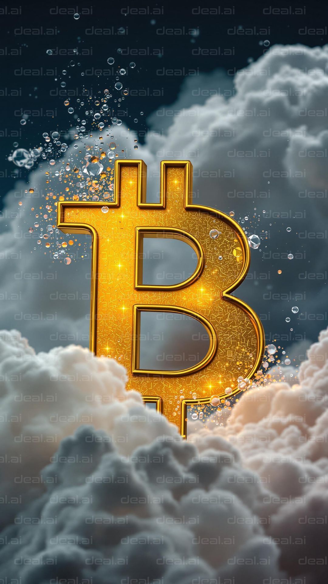 Golden Bitcoin in the Clouds