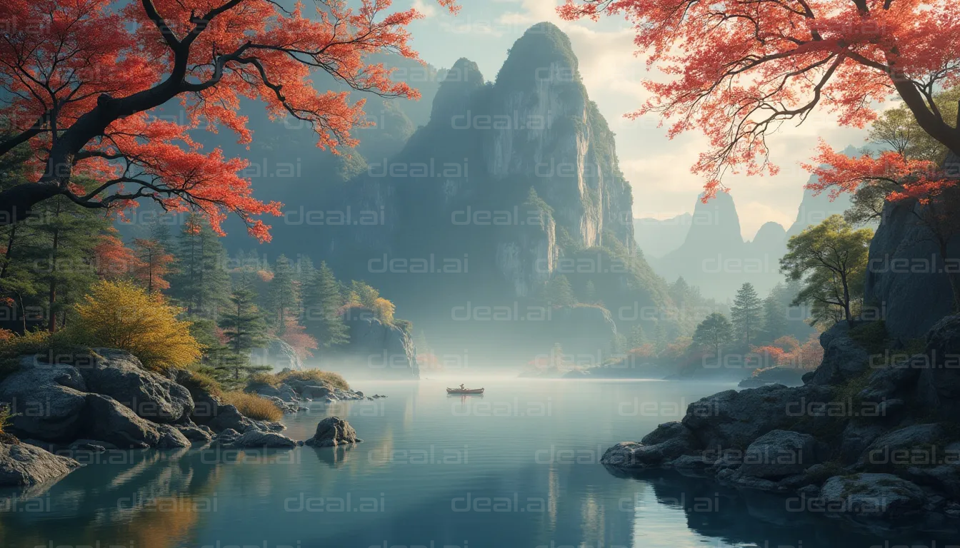 Tranquil Lake in Autumn Mountains