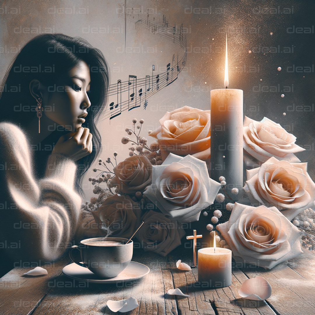 "Reflective Mood in Candlelight"