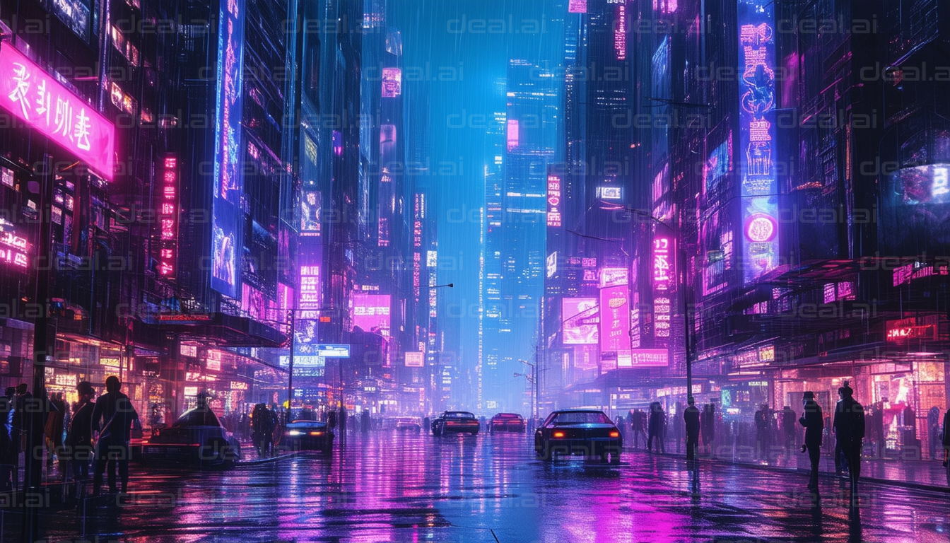 "Neon Cityscape in the Rain"