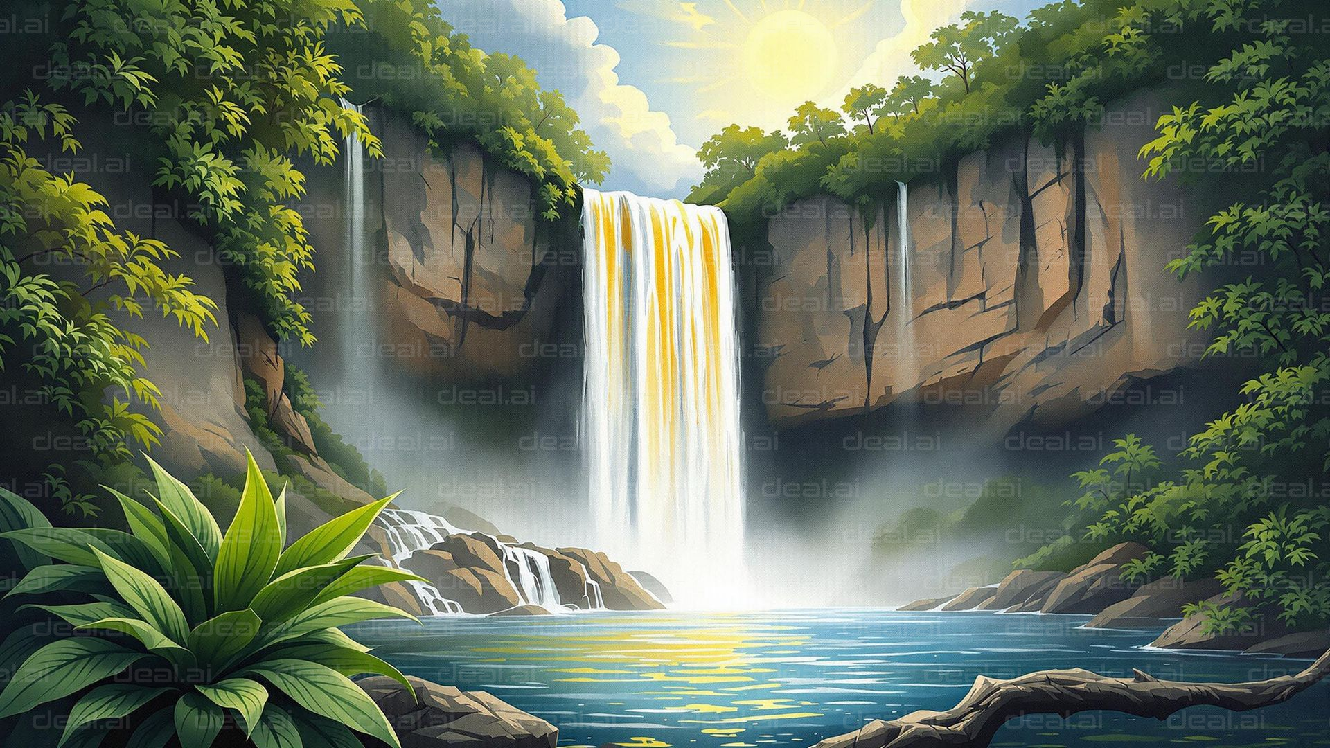"Tranquil Waterfall Oasis"