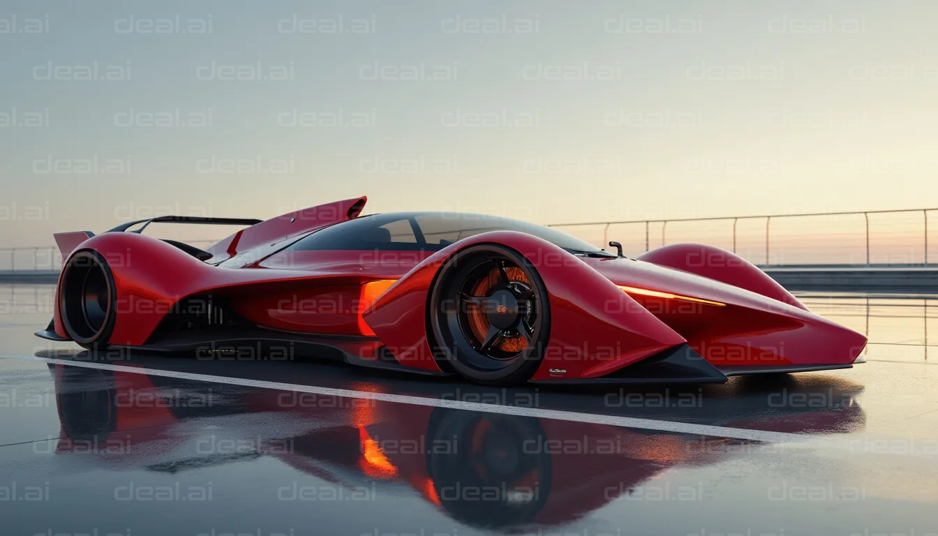 Futuristic Red Supercar on Track