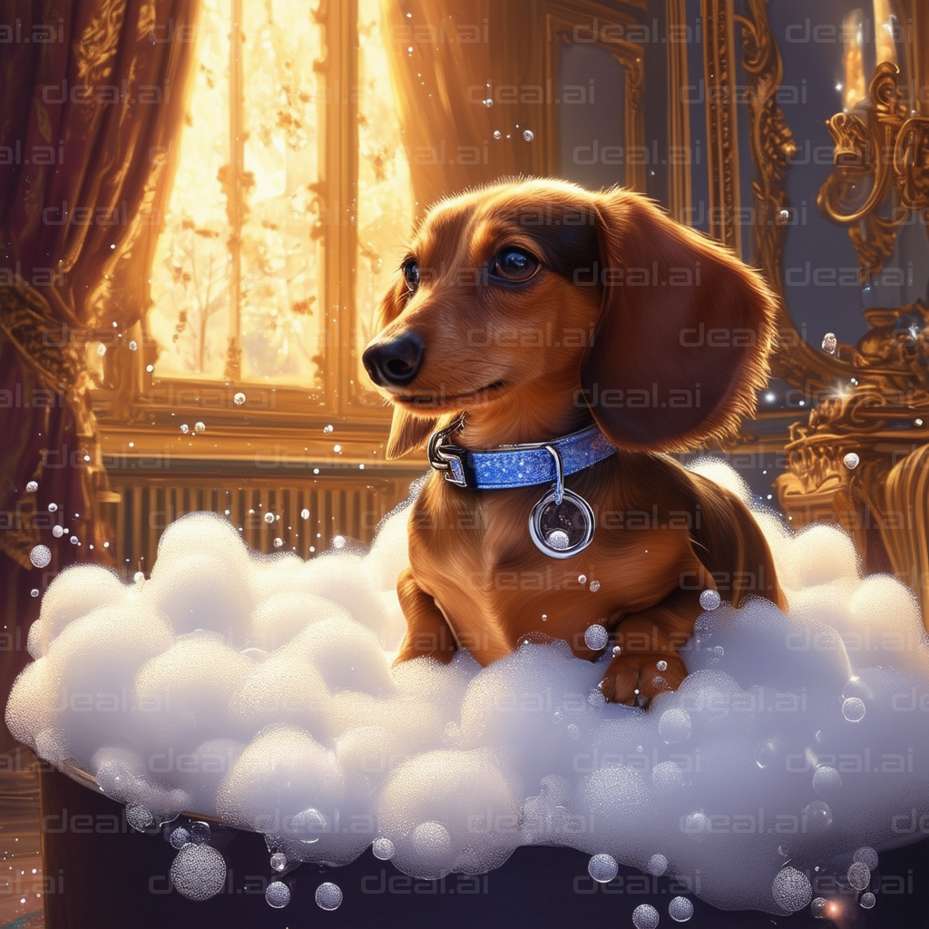 Dachshund's Royal Bubble Bath