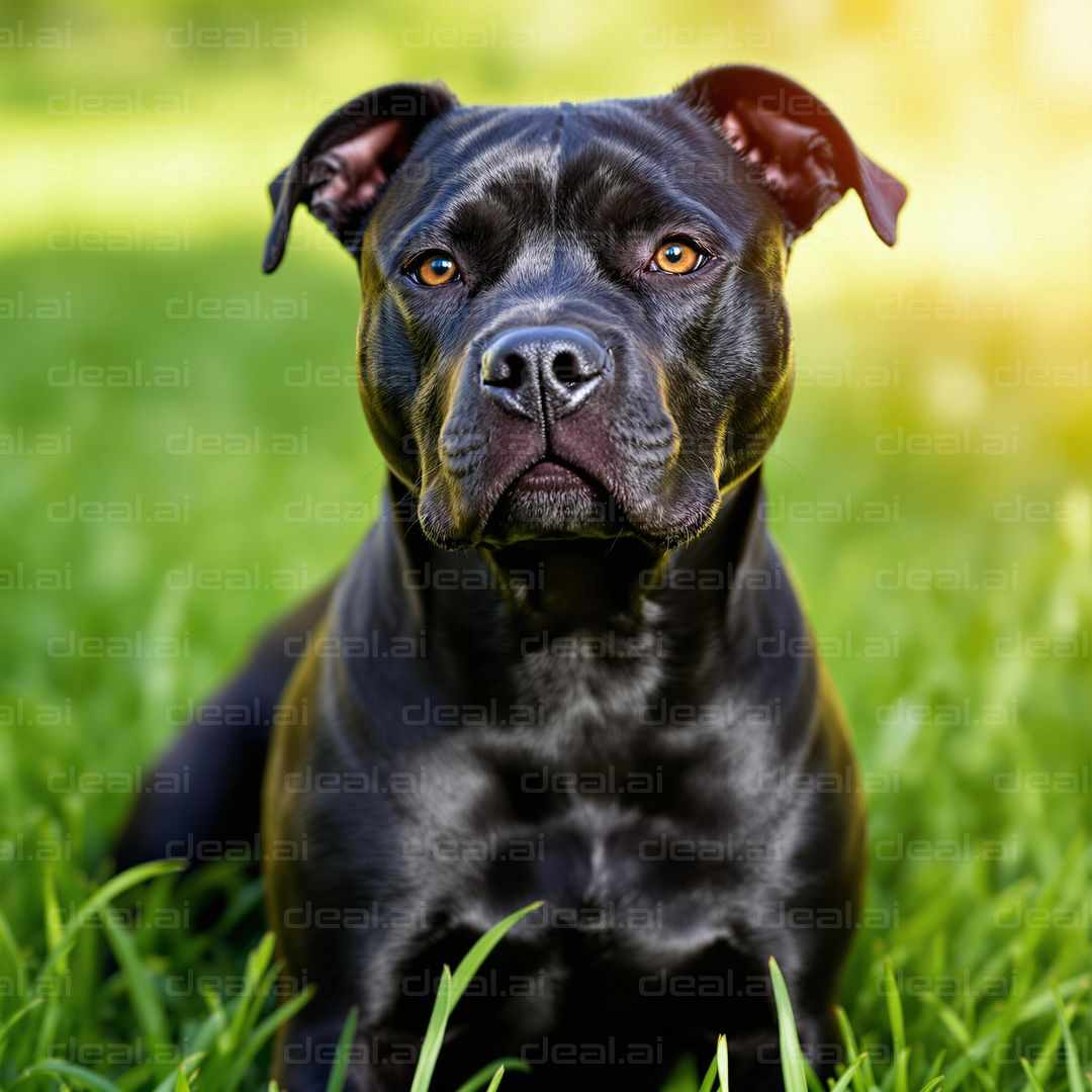 Majestic Black Pit Bull in Sunlight