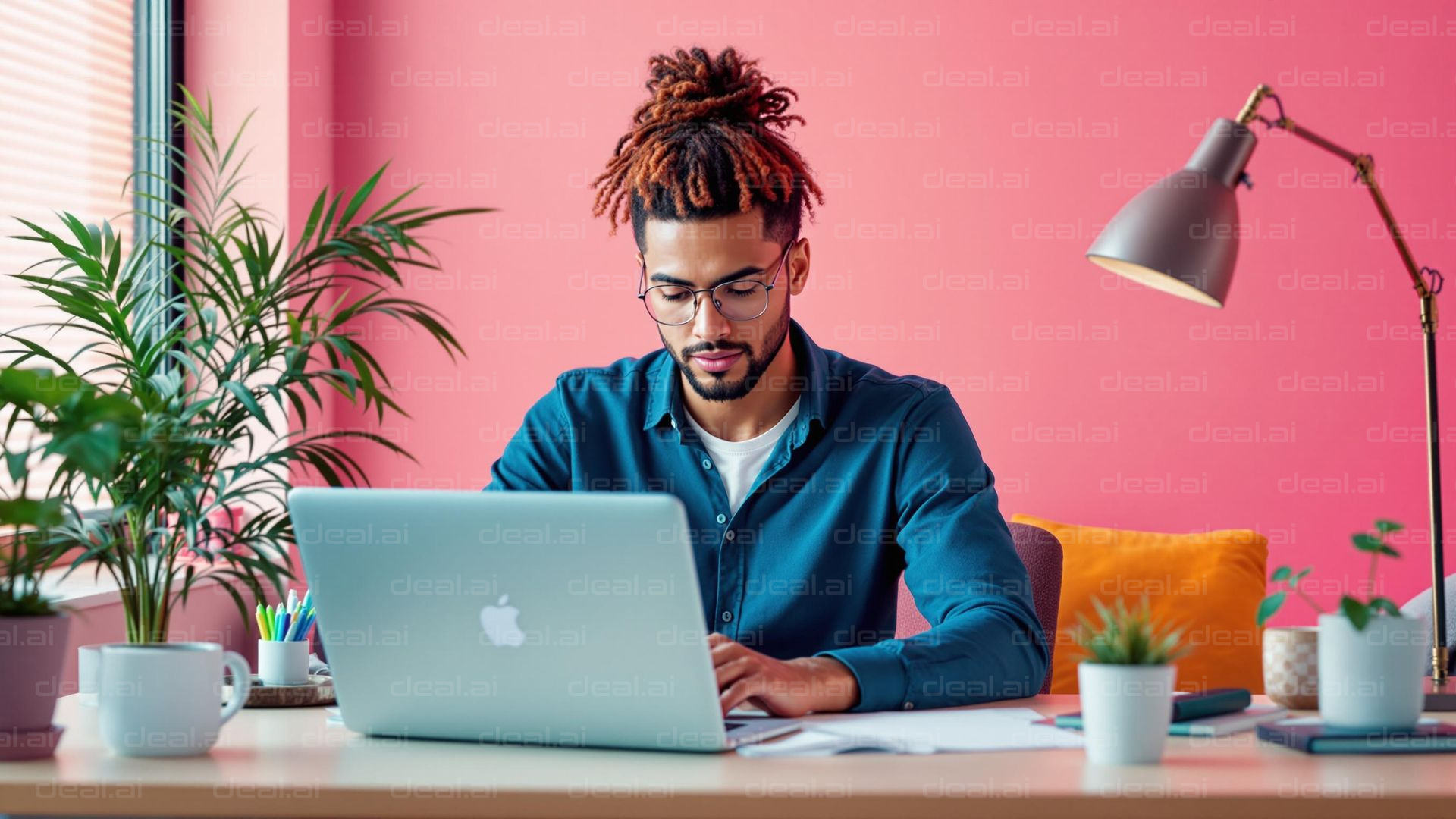 Focused in a Vibrant Workspace