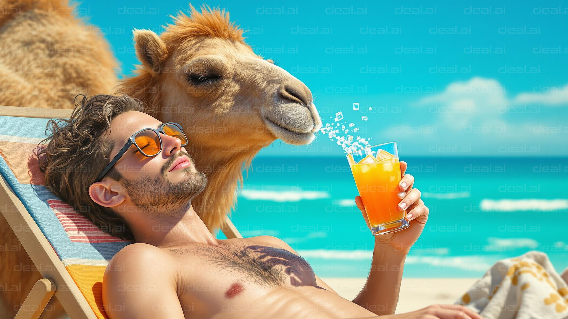 "Beach Chill with Camel Buddy"