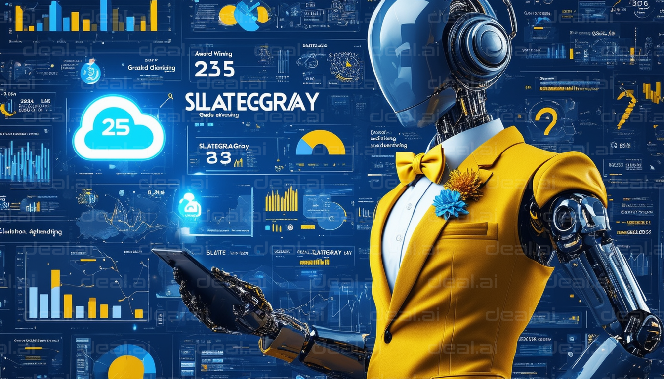 "AI in a Yellow Suit Analyzing Data"