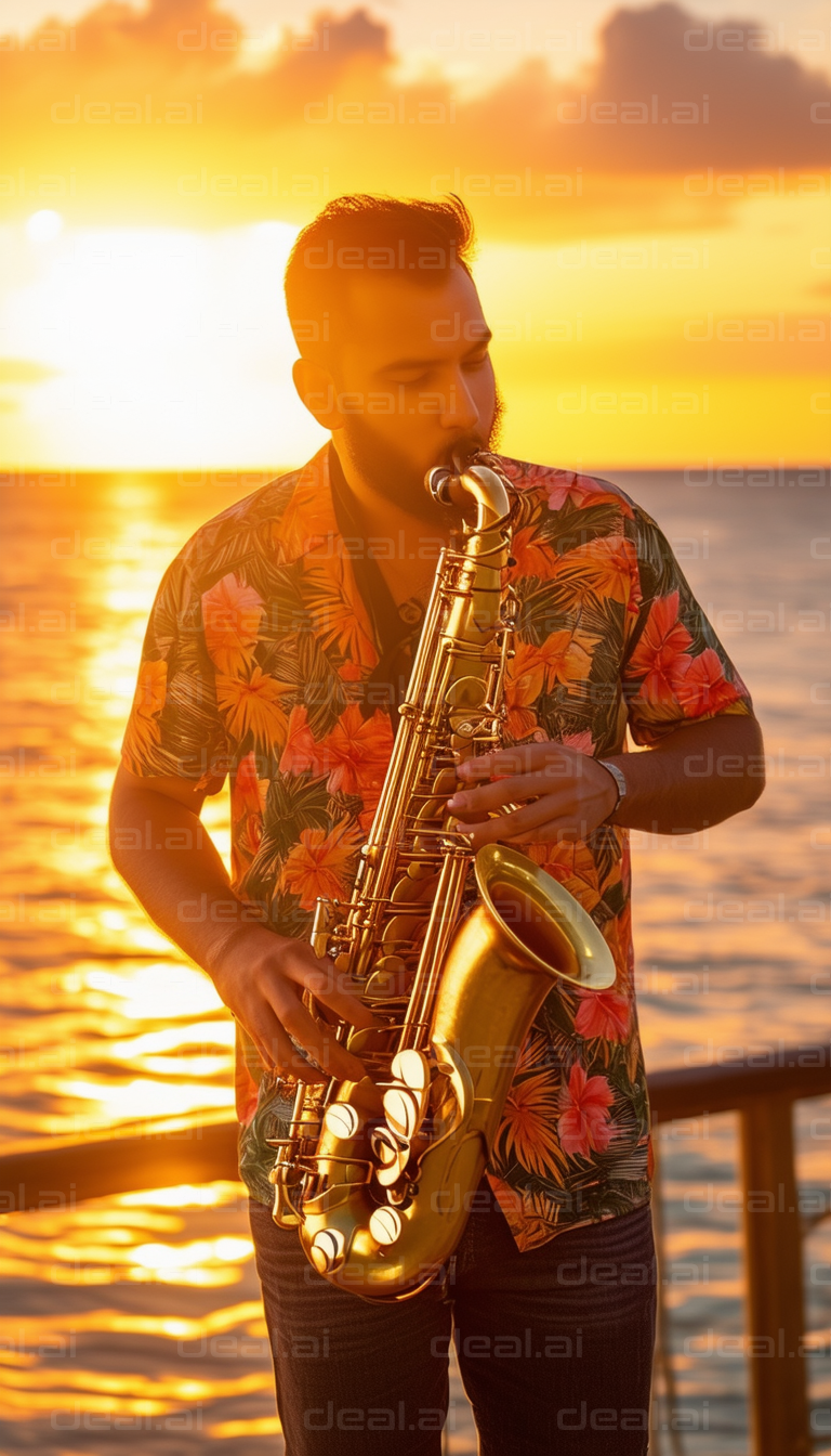 Sunset Serenade with a Saxophone