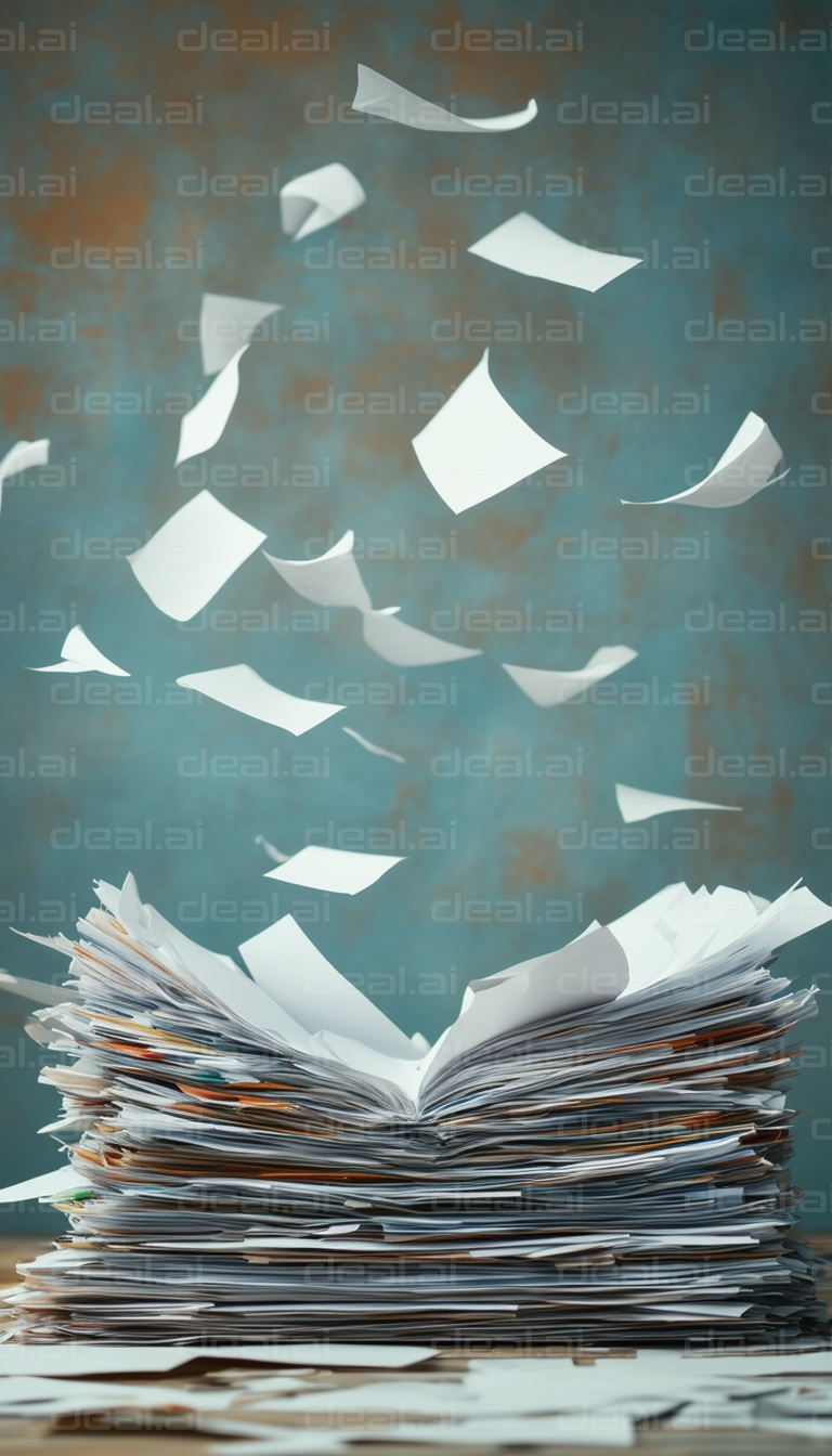 "Stack of Papers in Chaos"