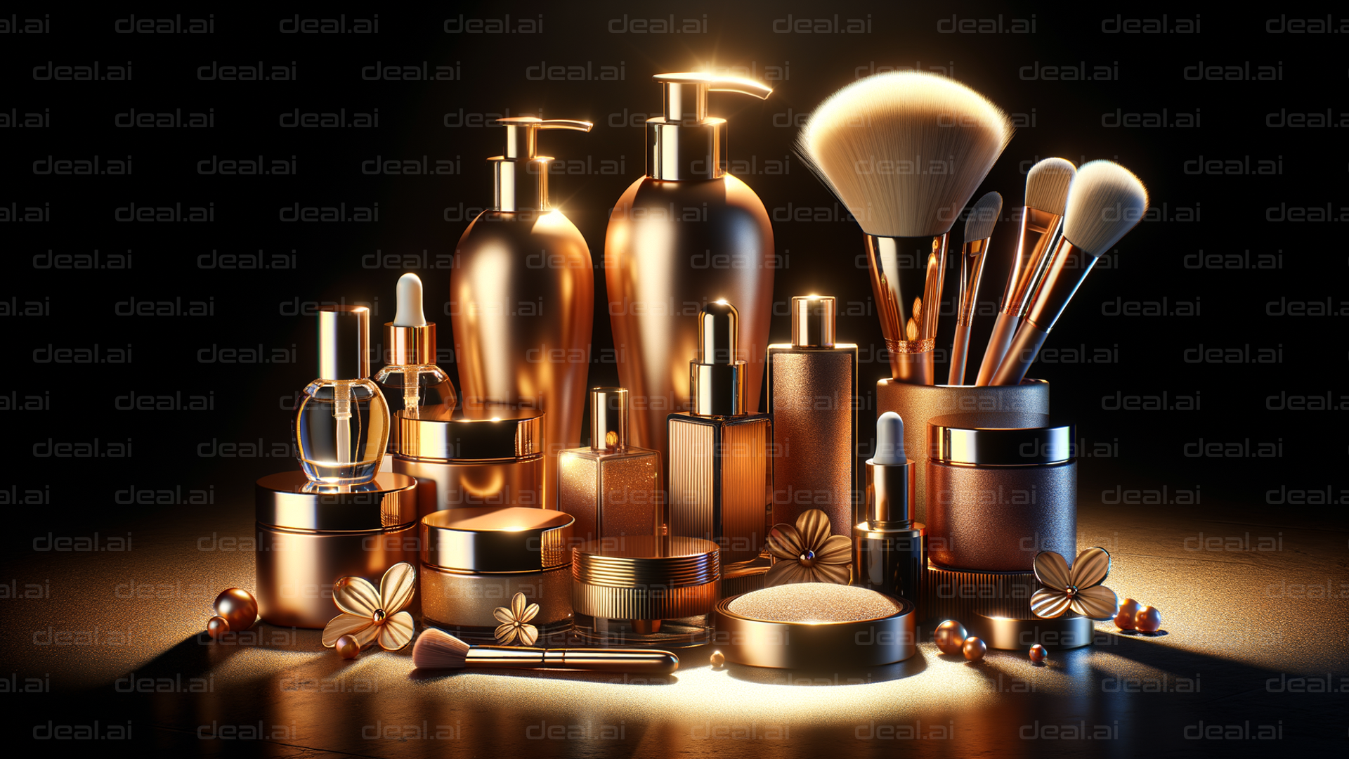 Luxurious Golden Beauty Products Display