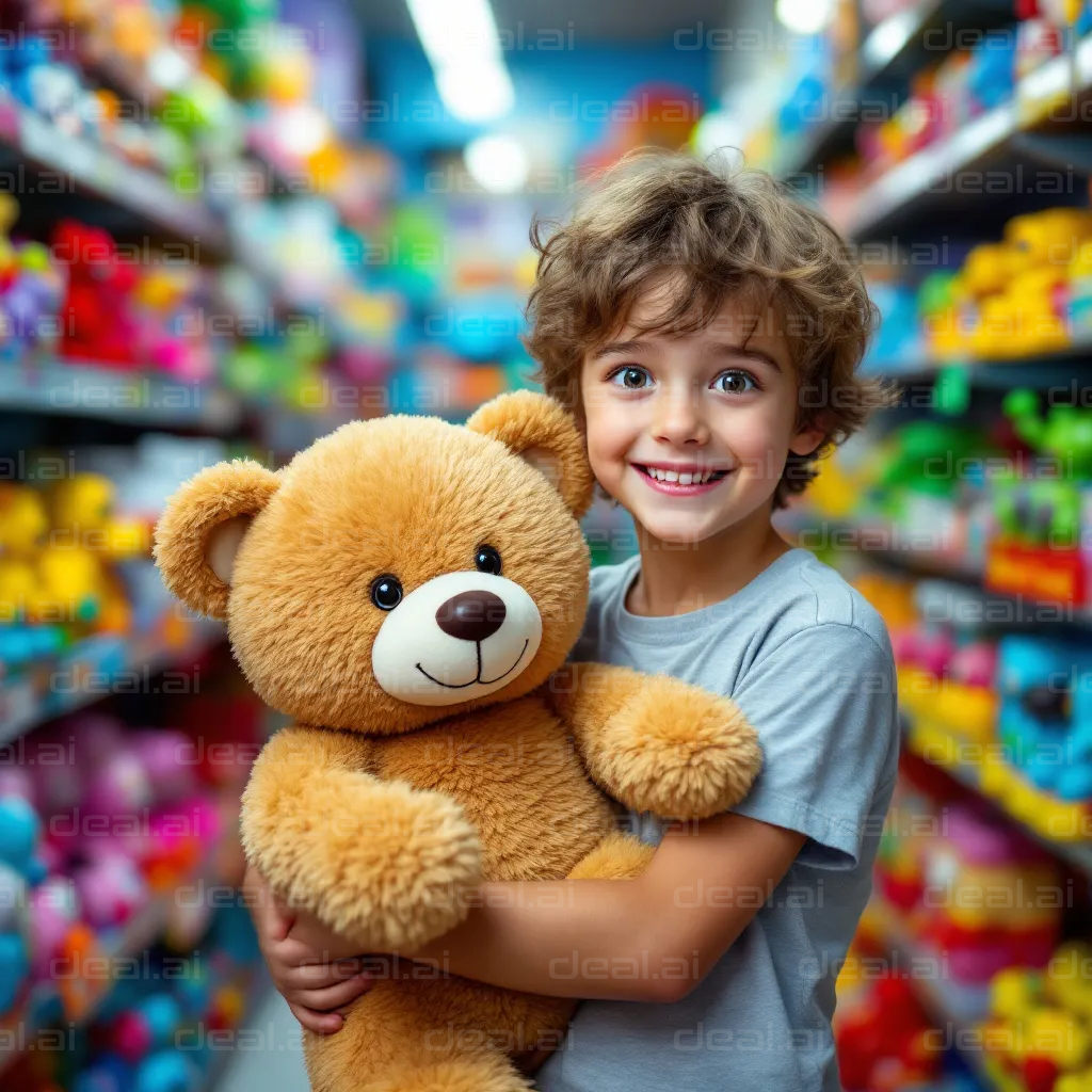 "Joyful Kid with Teddy Bear"