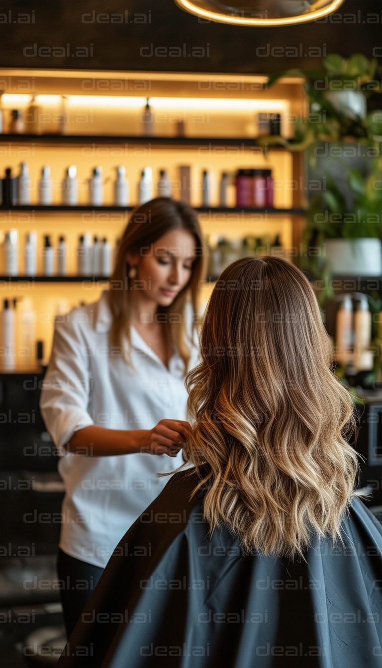 Stylist Working on Client's Hair