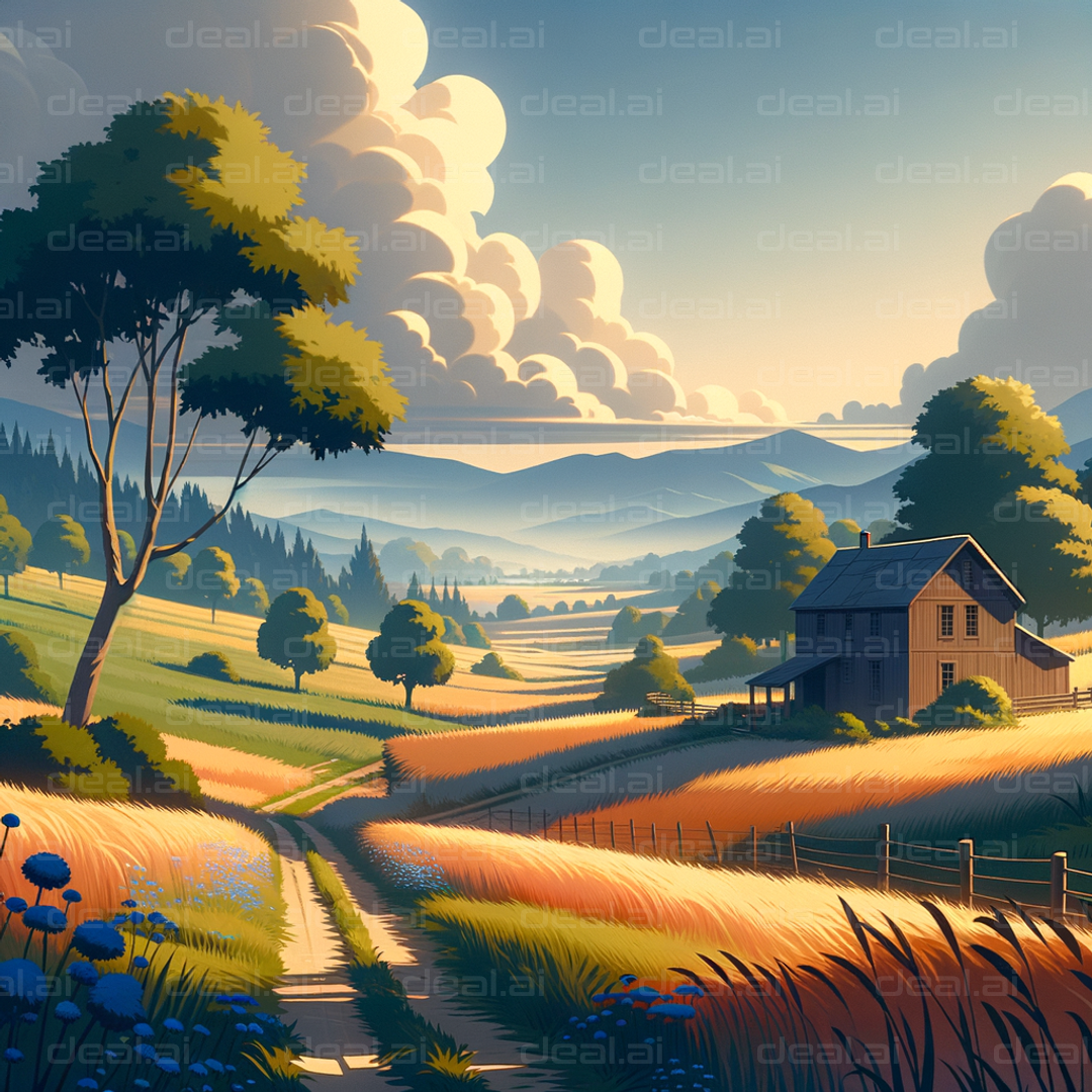 "Tranquil Countryside Sunrise"