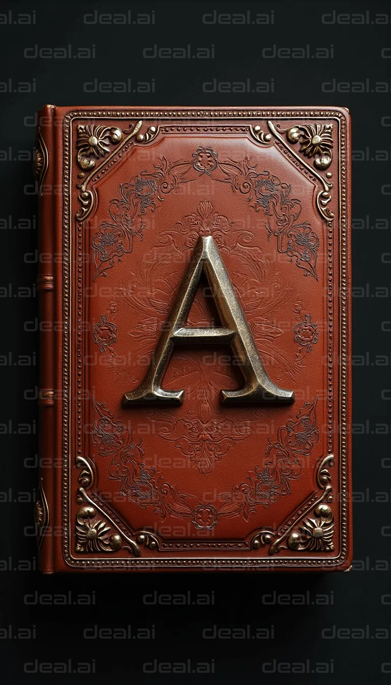 "Elegant Leather Book with Gold Letter A"