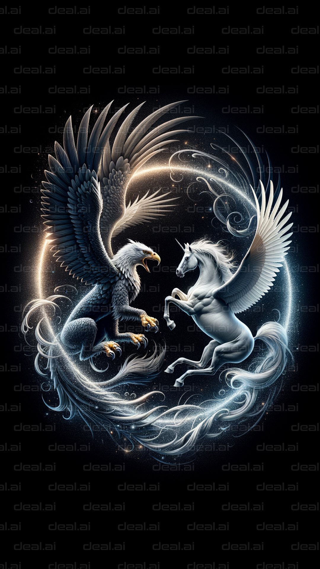 "Eagle and Unicorn: Cosmic Dance"