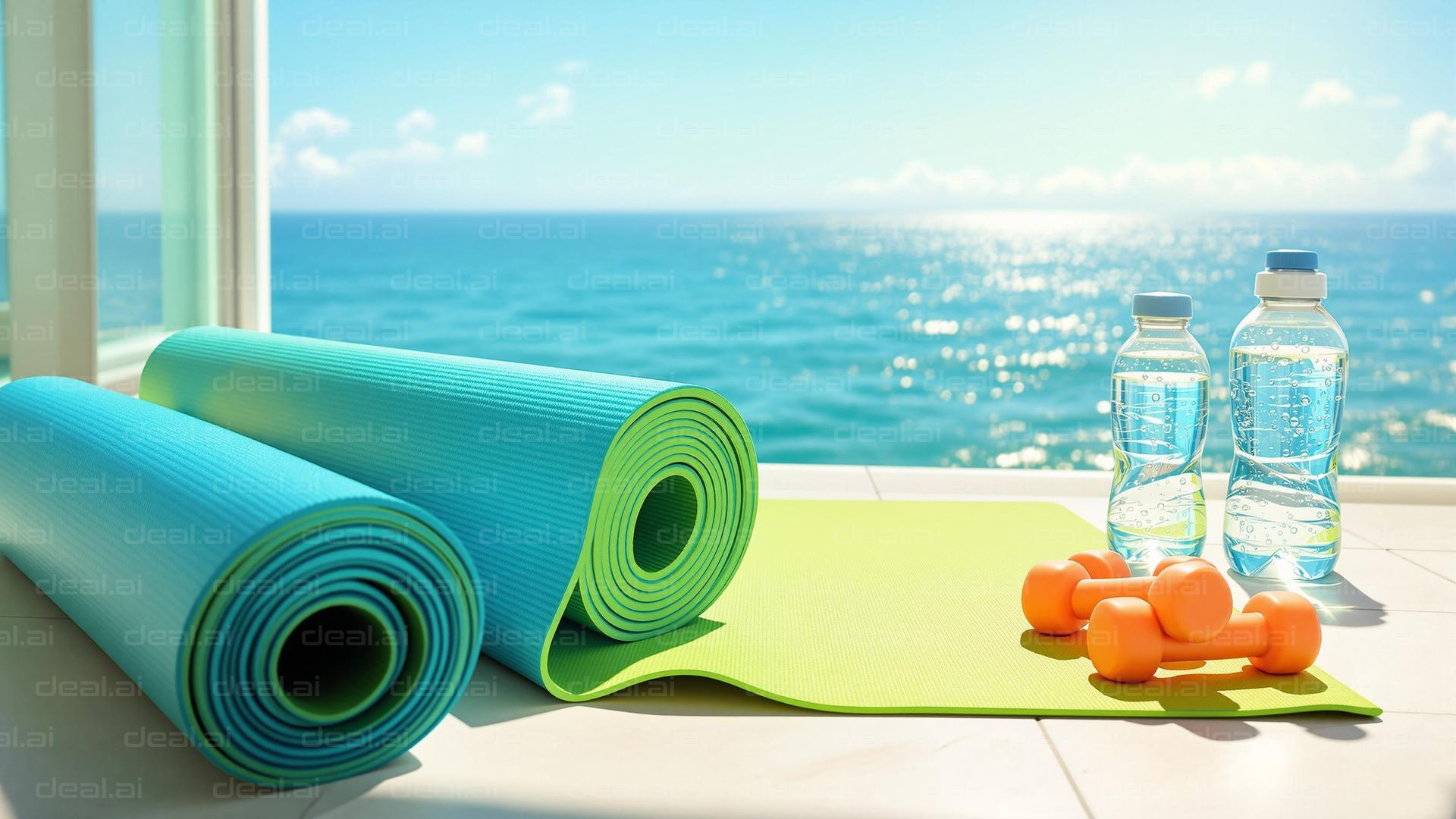 "Oceanfront Yoga Retreat Setup"