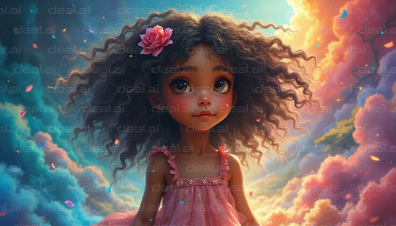 Dreamy Girl in Whimsical Skies