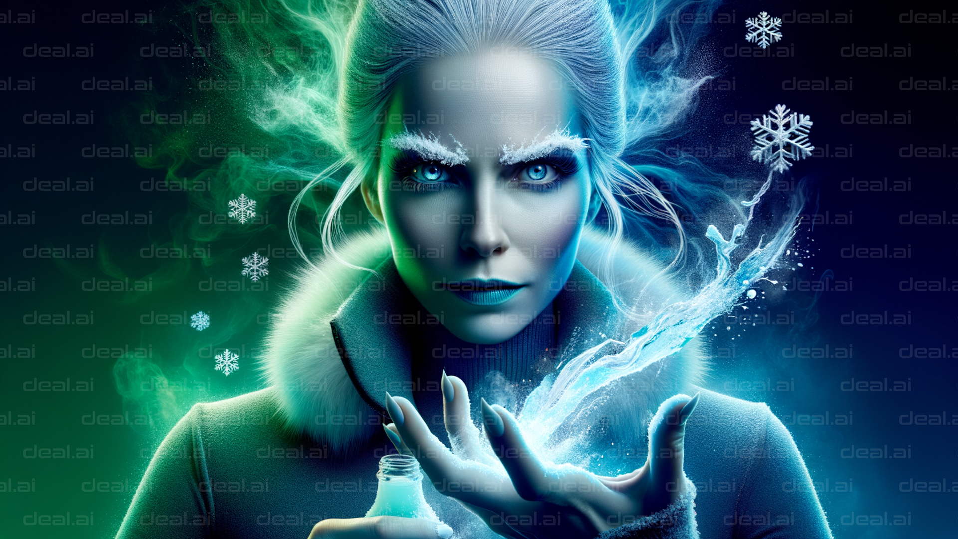 "Mystical Ice Sorceress Conjuring Magic"