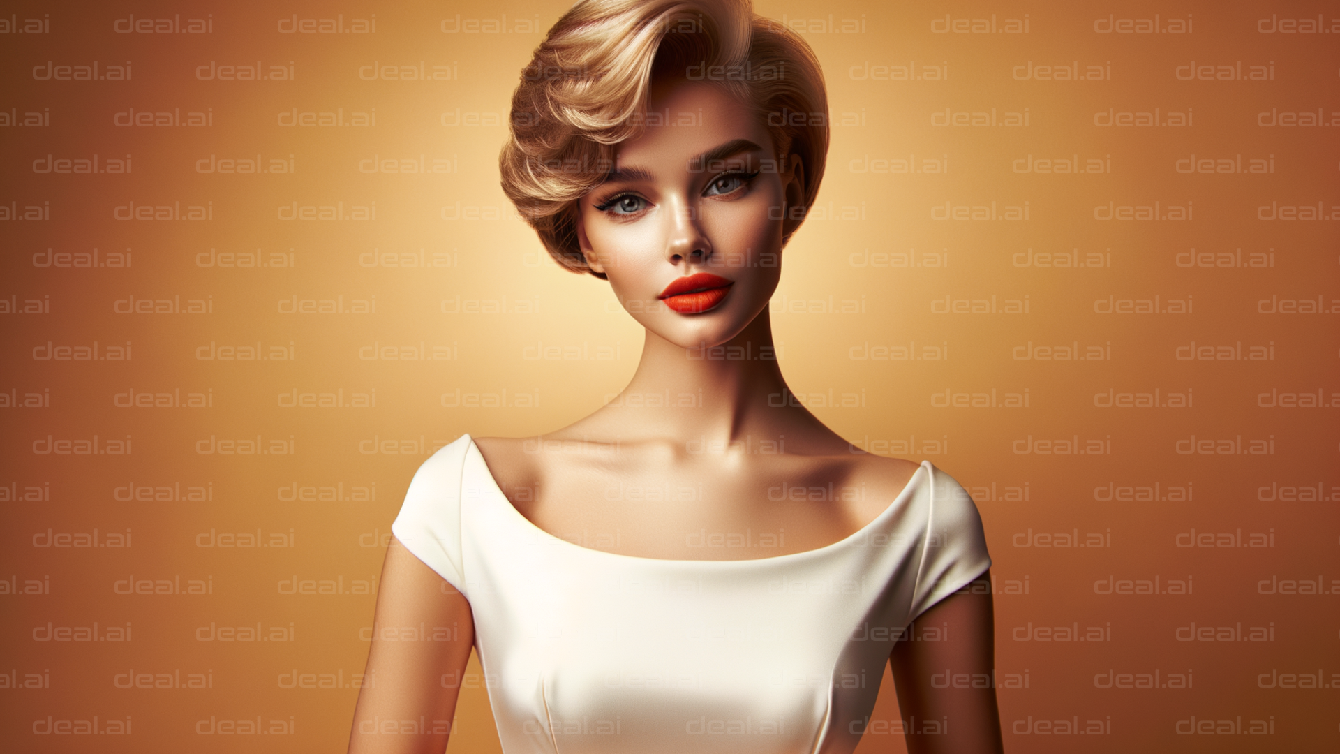 "Elegant Woman in White Dress"