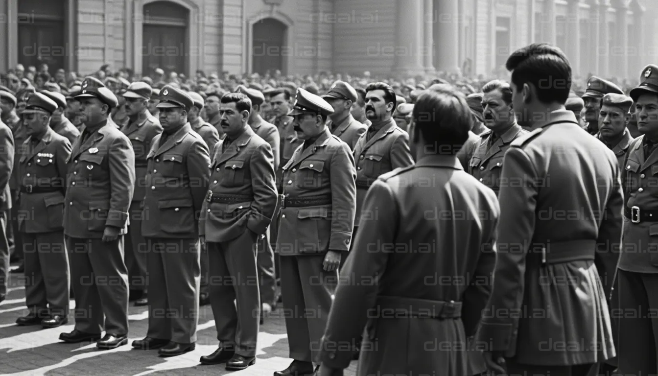 Military Gathering in Uniform Lines