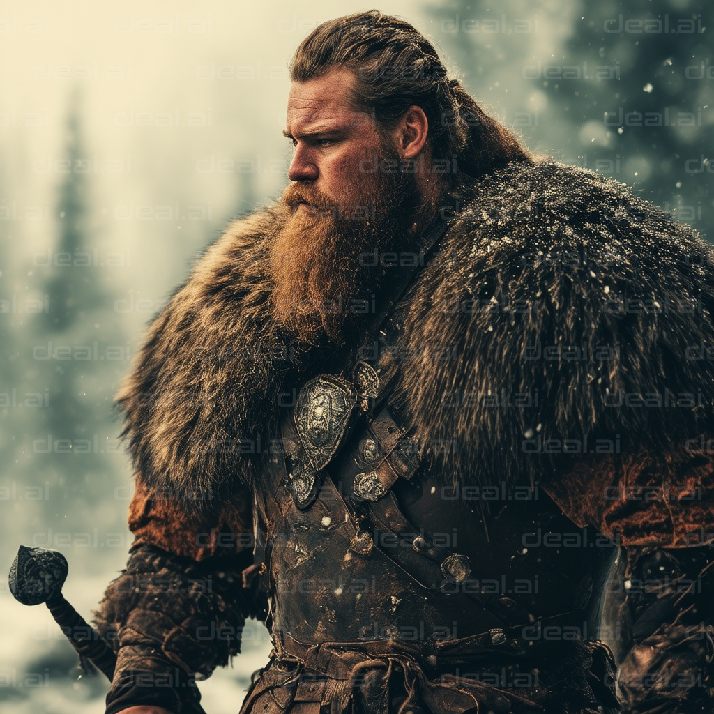 "Fierce Viking in Snowy Wilderness"