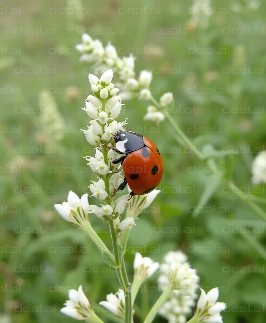 Ladybug on a Flower Blossom